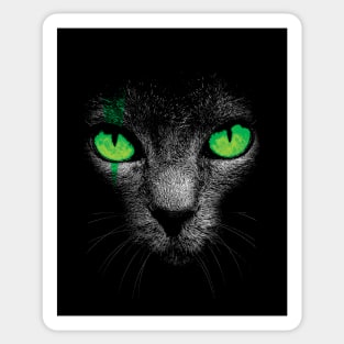 Black Cat with Green Eyes Sticker
